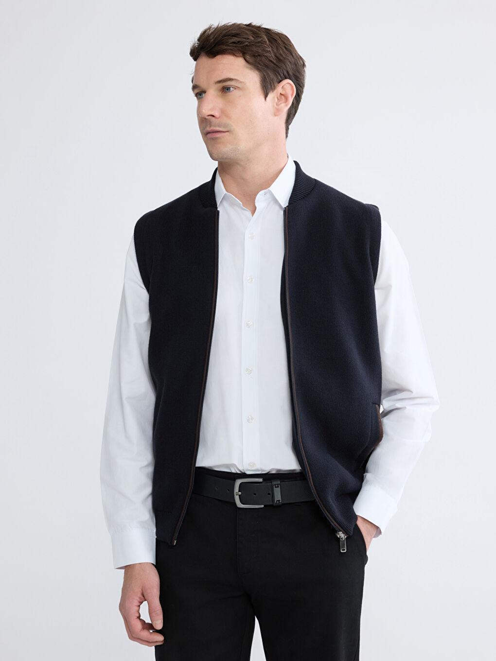 Men's Varsity Collar Knit Vest