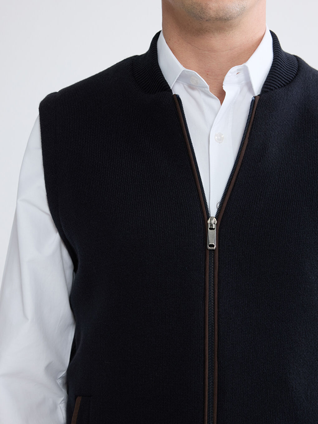 Men's Varsity Collar Knit Vest-2
