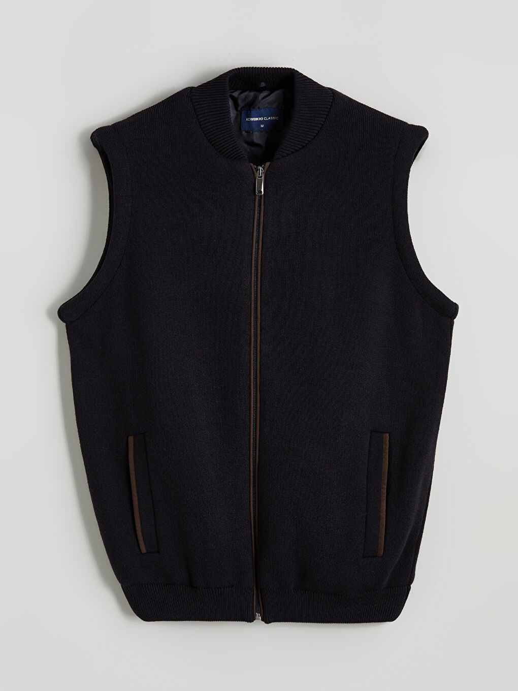 Lacivert Standart Kalıp Kolej Yaka Erkek Triko Yelek