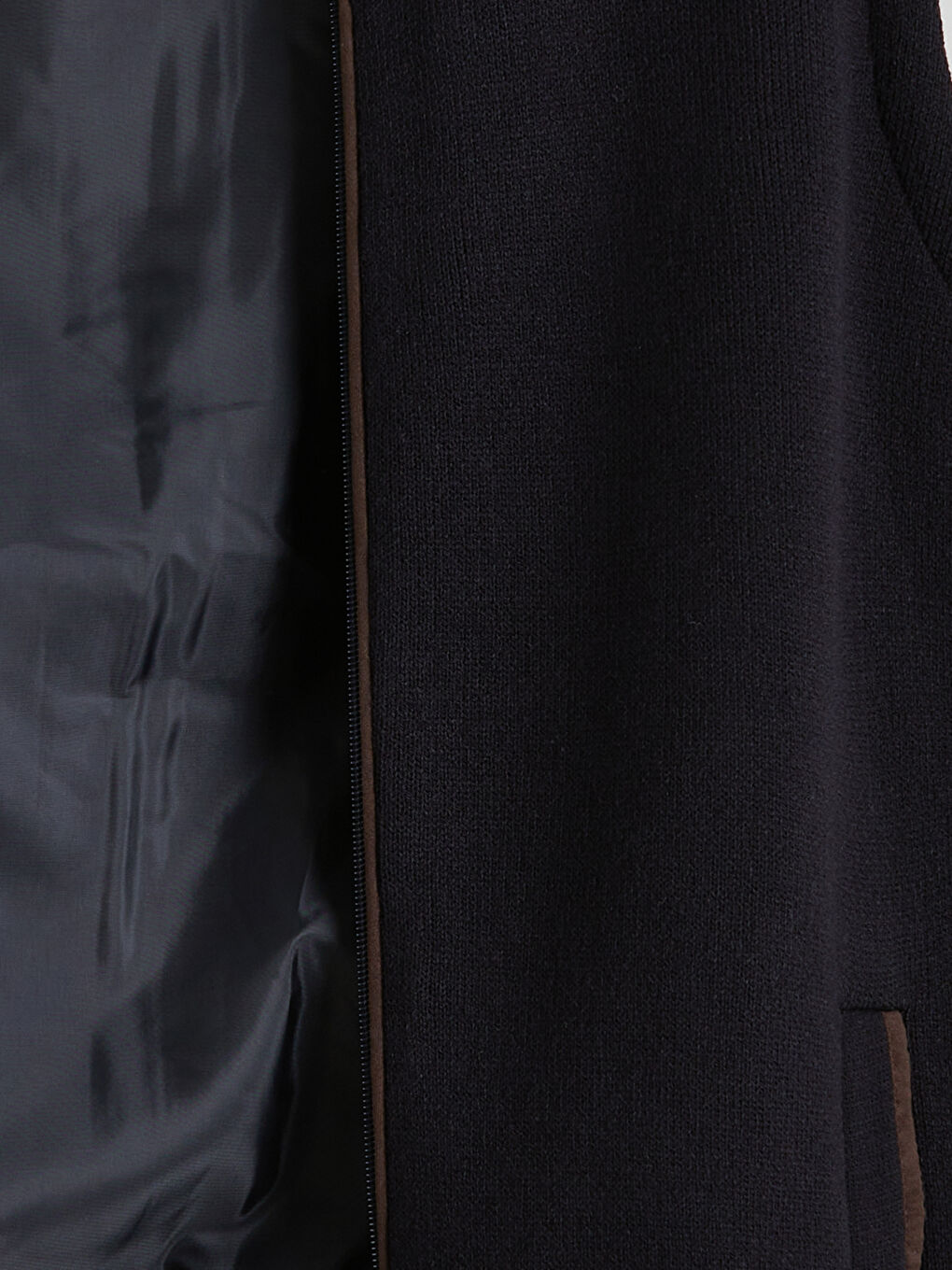 Lacivert Standart Kalıp Kolej Yaka Erkek Triko Yelek-1