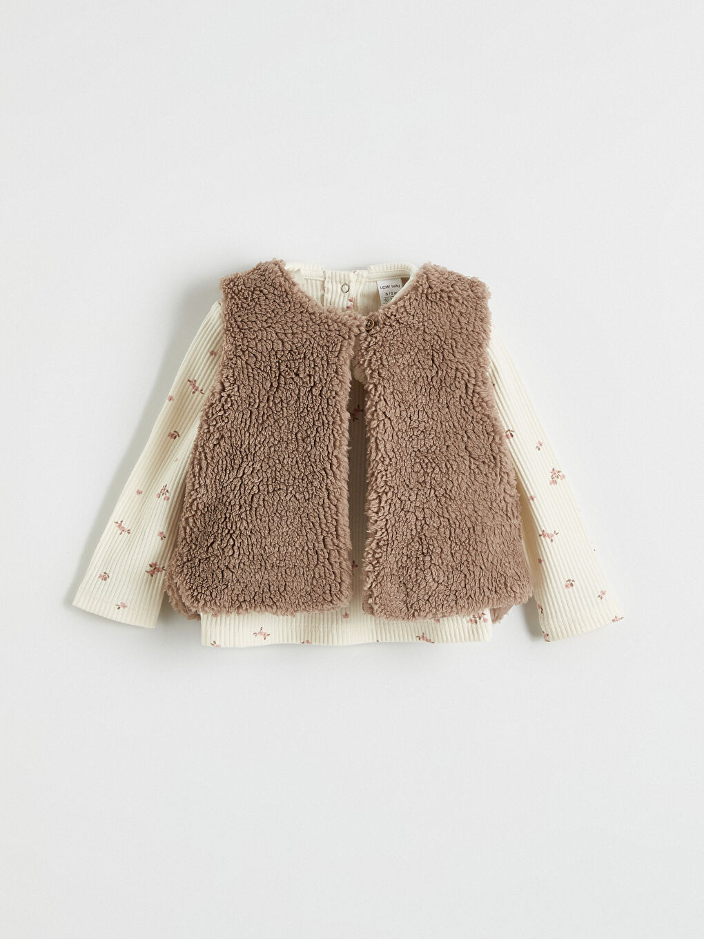 Kahverengi Kız Bebek Bluz, Yelek ve Tayt-1