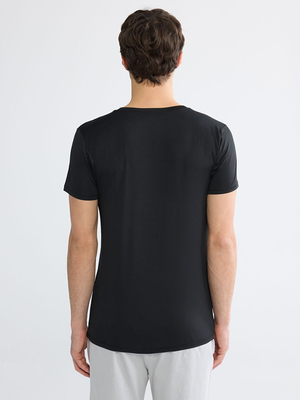 Siyah Bisiklet Yaka Kısa Kollu Erkek İç Giyim Atlet-3