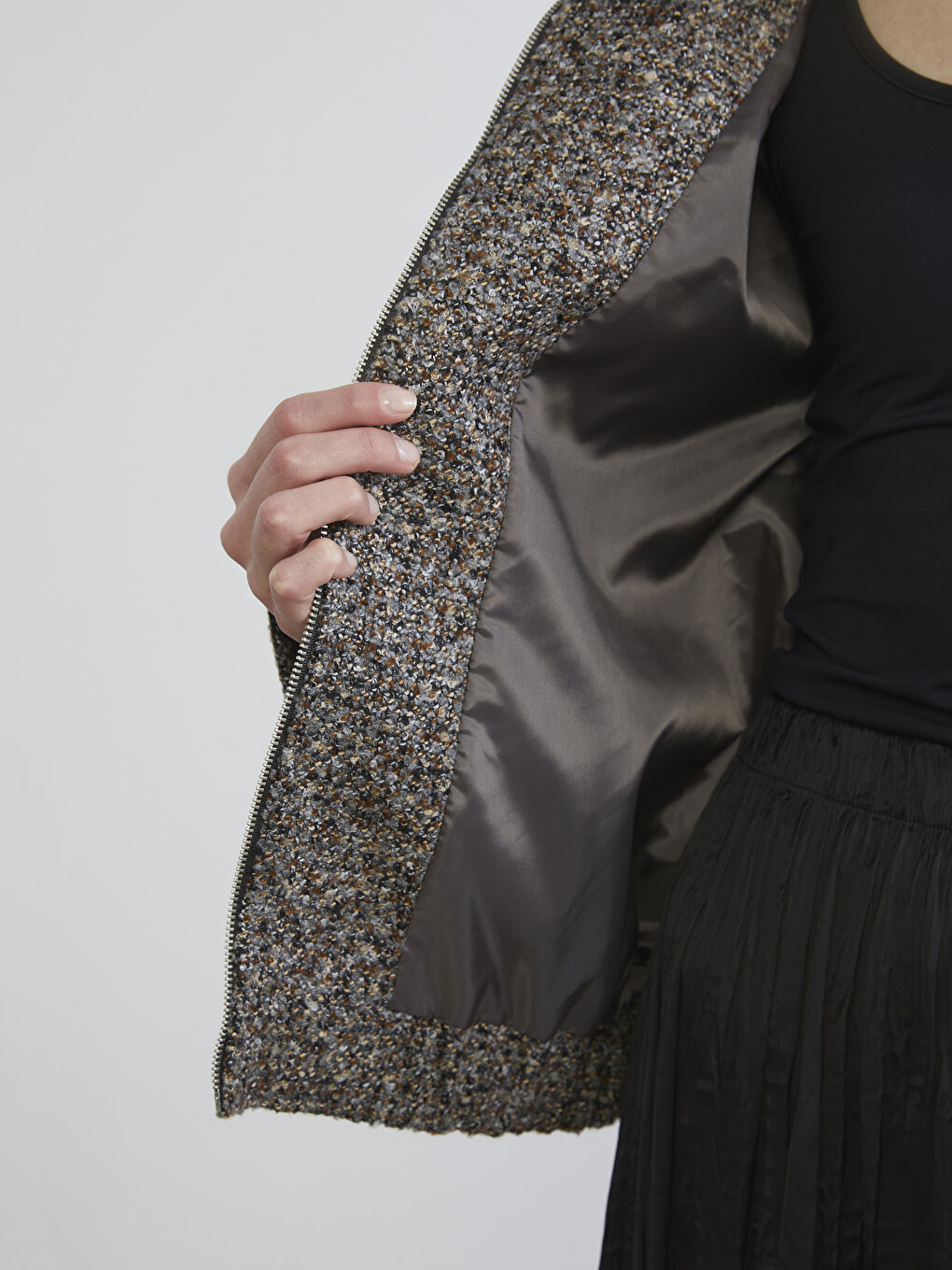 Gri Dik Yaka Oversize Kadın Ceket-2