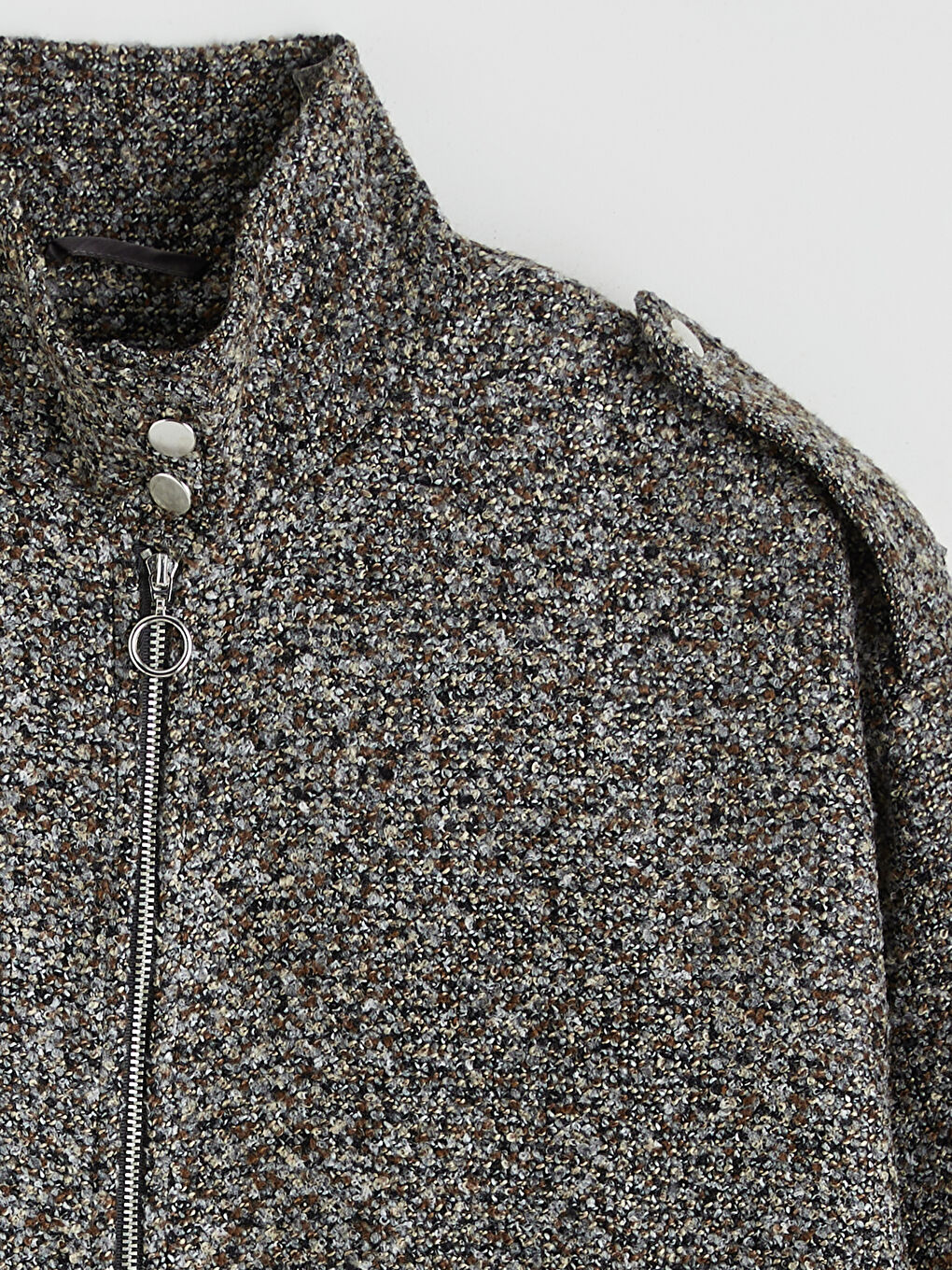 Gri Dik Yaka Oversize Kadın Ceket-6