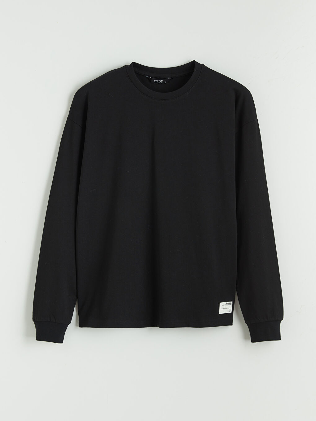 Siyah Bisiklet Yaka Uzun Kollu Erkek Tişört-4