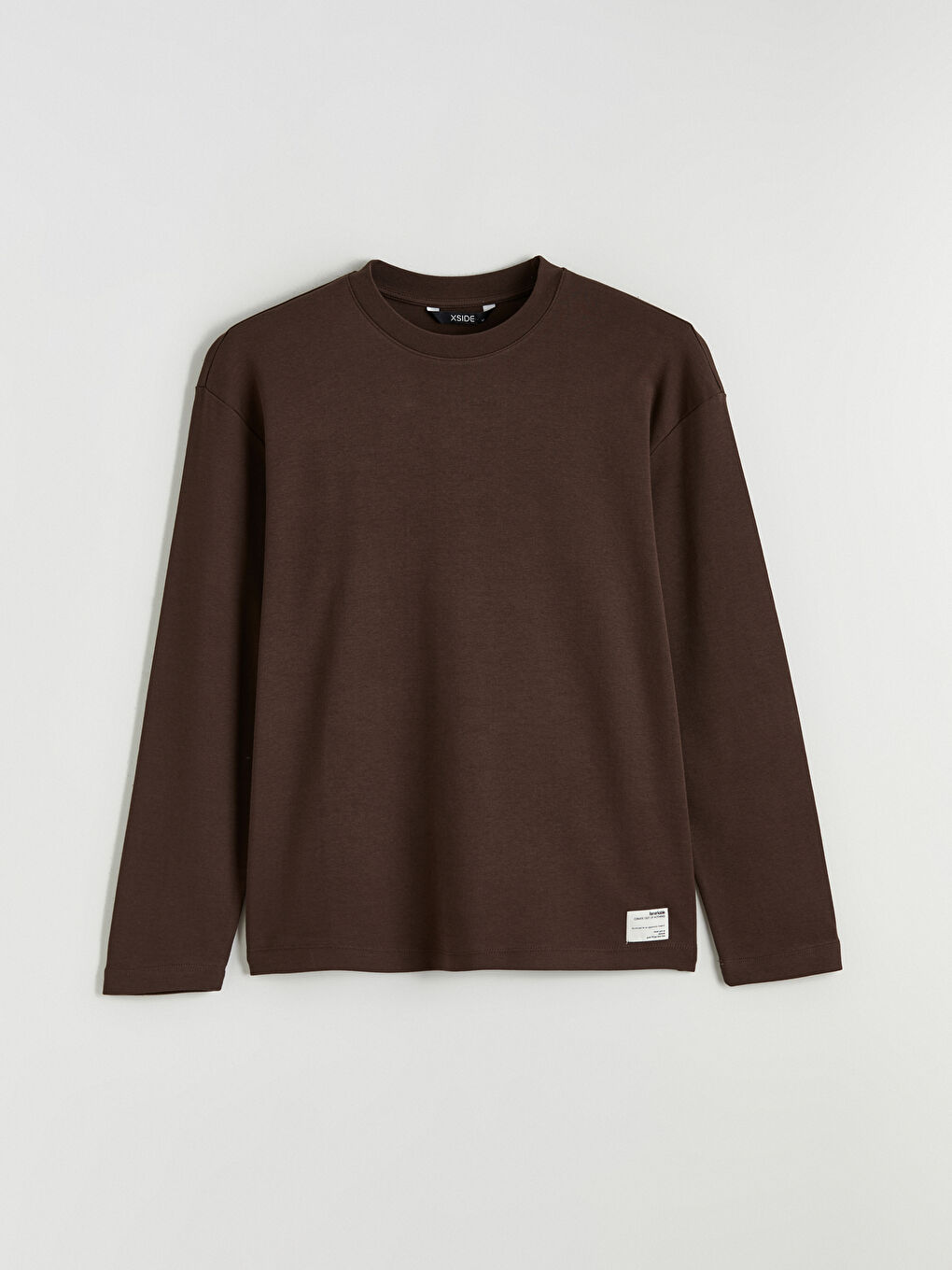 Kahverengi Bisiklet Yaka Erkek Sweatshirt-4