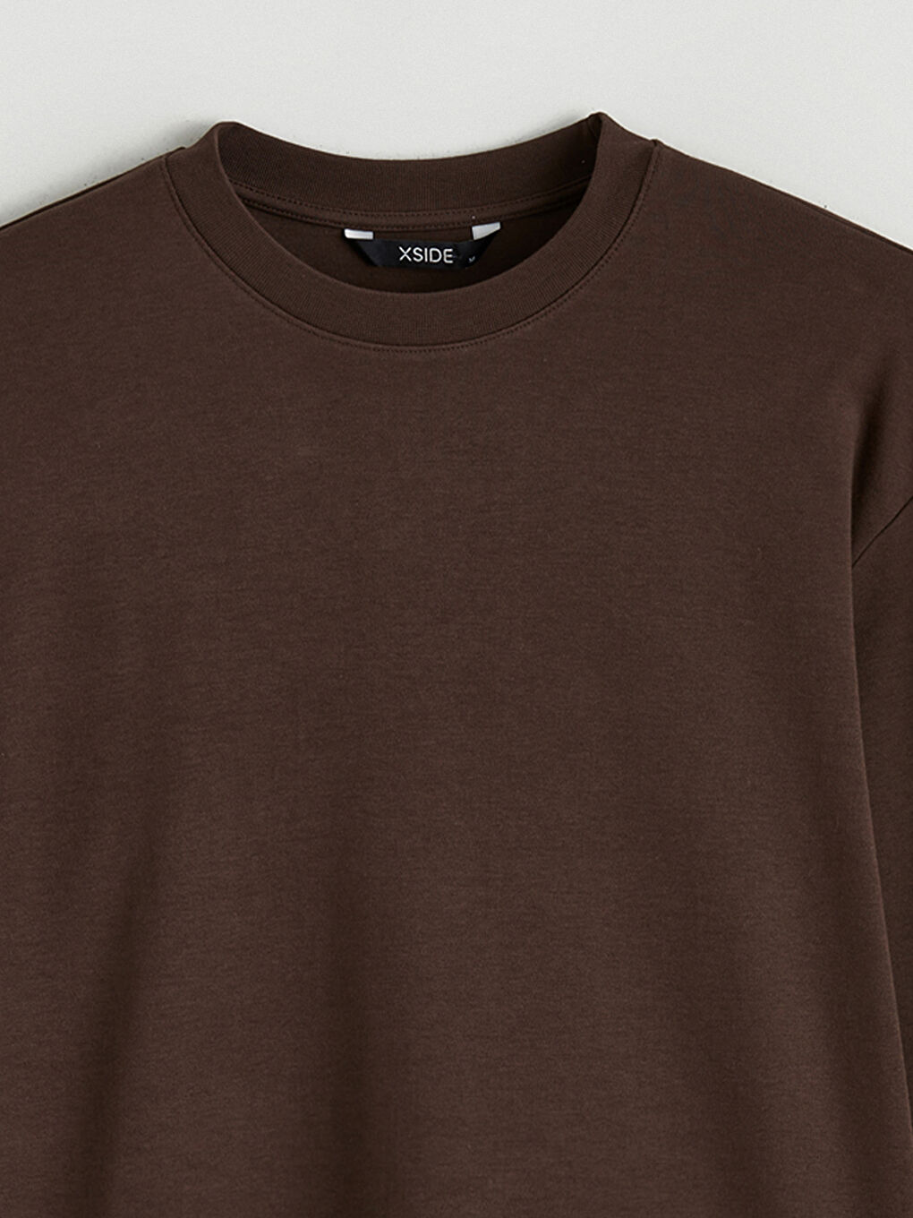 Kahverengi Bisiklet Yaka Erkek Sweatshirt-5