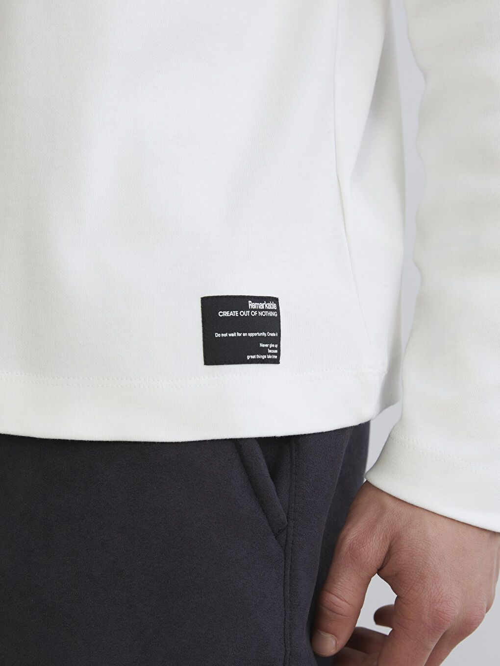 Ekru Bisiklet Yaka Erkek Sweatshirt-2