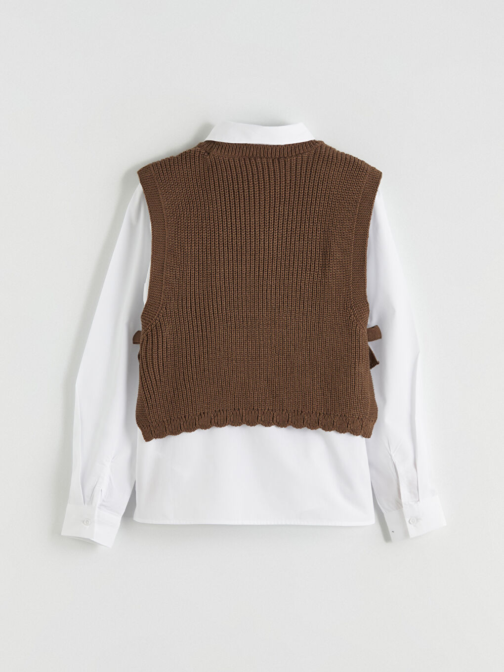 Kahverengi Uzun Kollu Kız Çocuk Gömlek-2