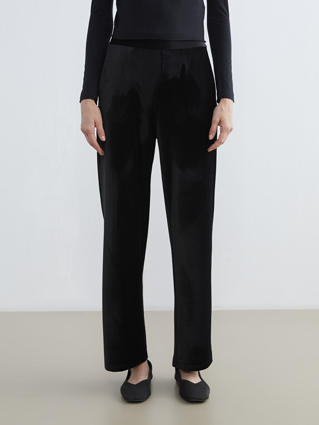 Elasticated Waist Velvet Women's Trousers-1