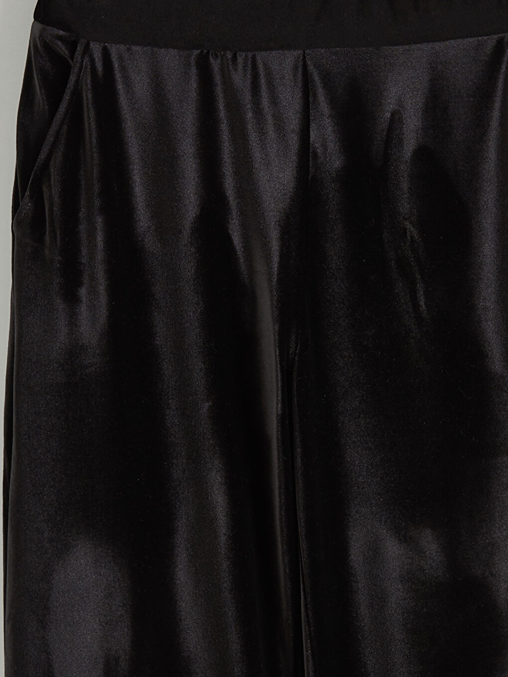 Siyah Beli Lastikli Kadife Kadın Pantolon-1