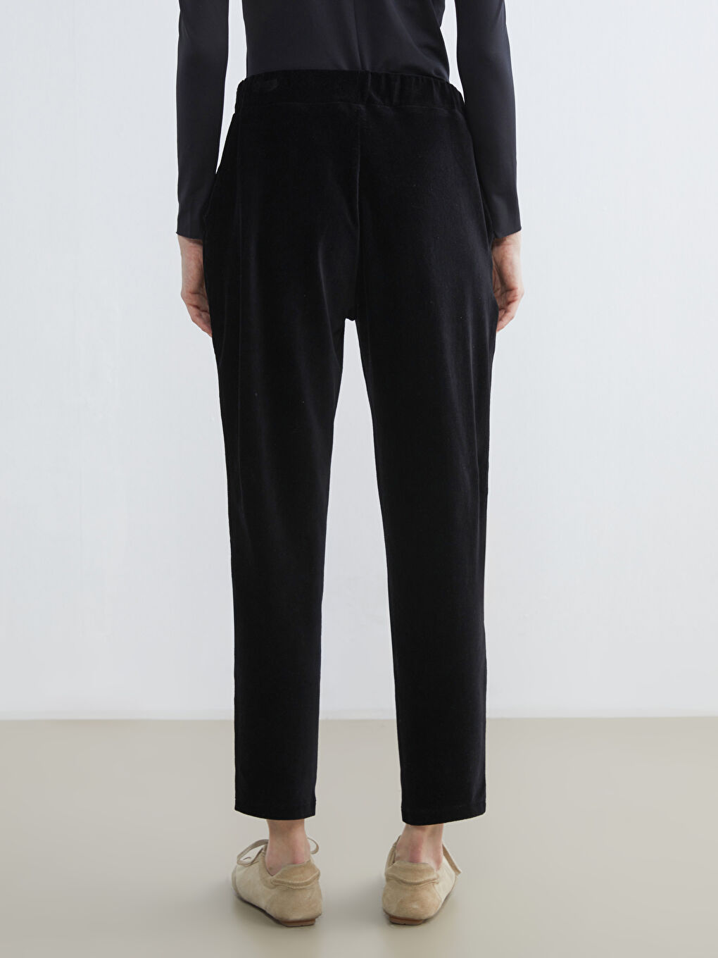 Beli Lastikli Kadife Kadın Pantolon-3