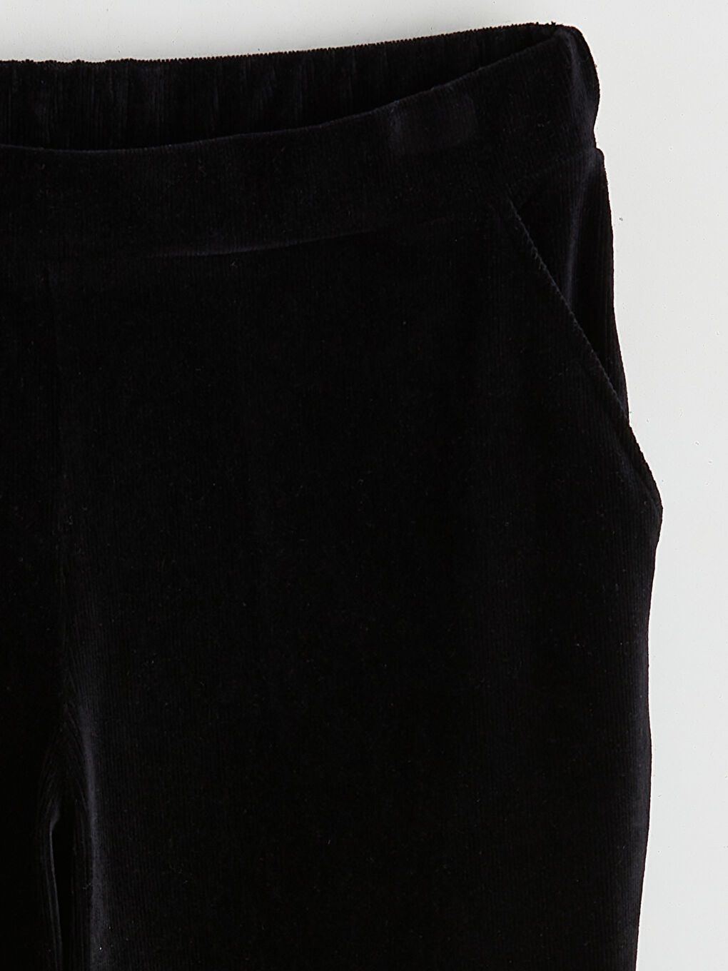 Siyah Beli Lastikli Kadife Kadın Pantolon-1
