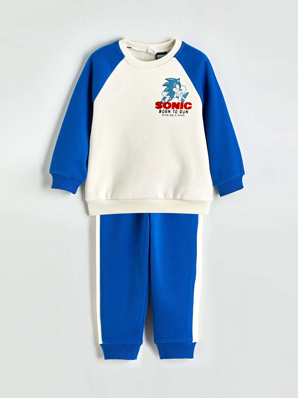 Bej Sonic Baskılı Erkek Çocuk Sweatshirt ve Eşofman Alt