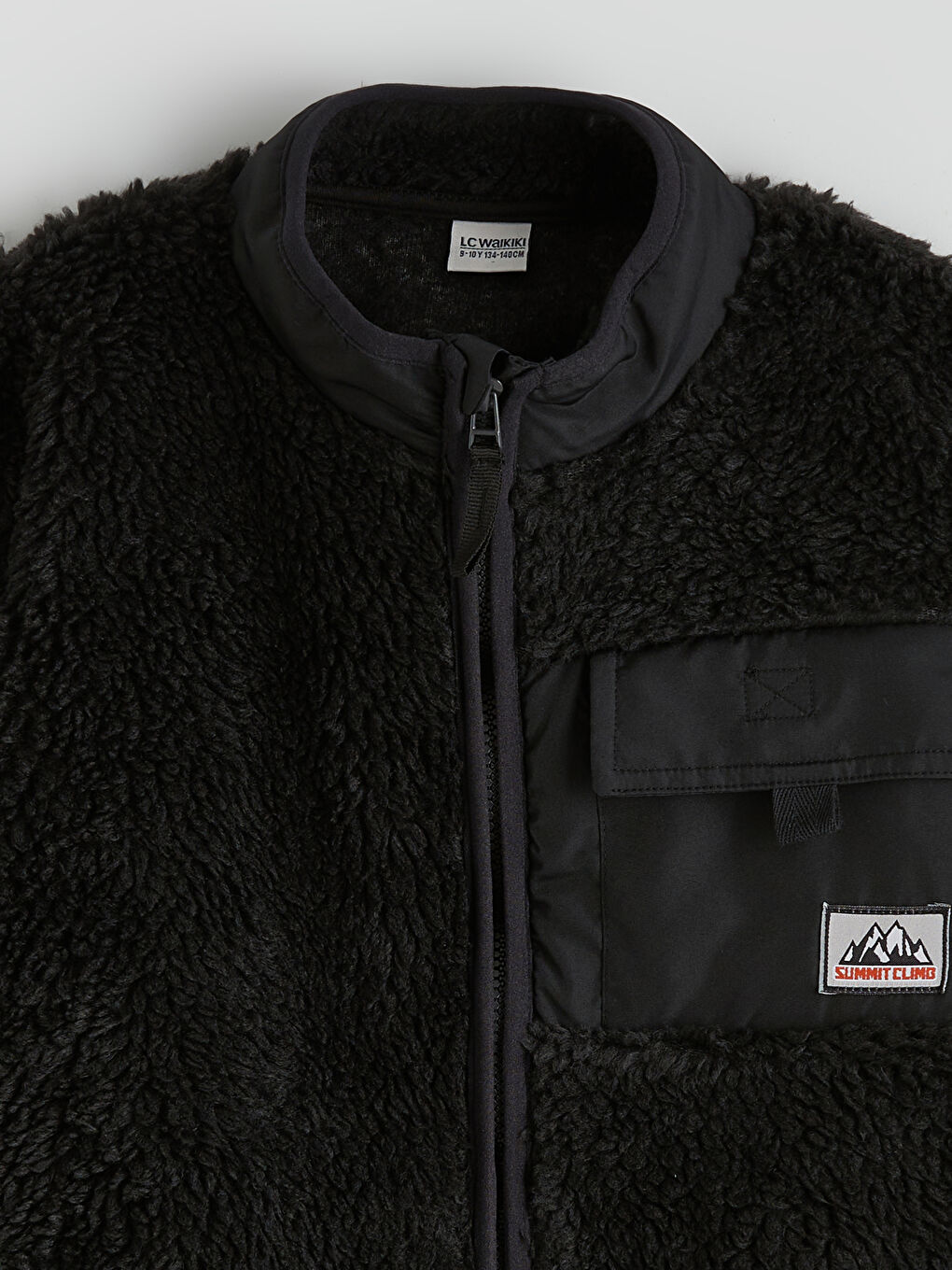 Antrasit Erkek Çocuk Dik Yaka Fermuarlı Polar Hırka-1