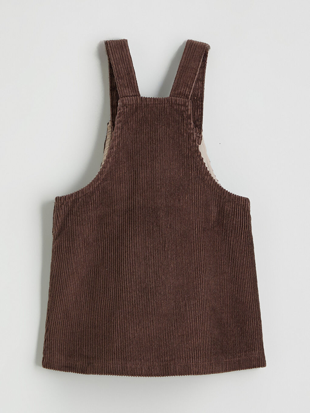 Kahverengi Kadife Kız Bebek Salopet Elbise-2