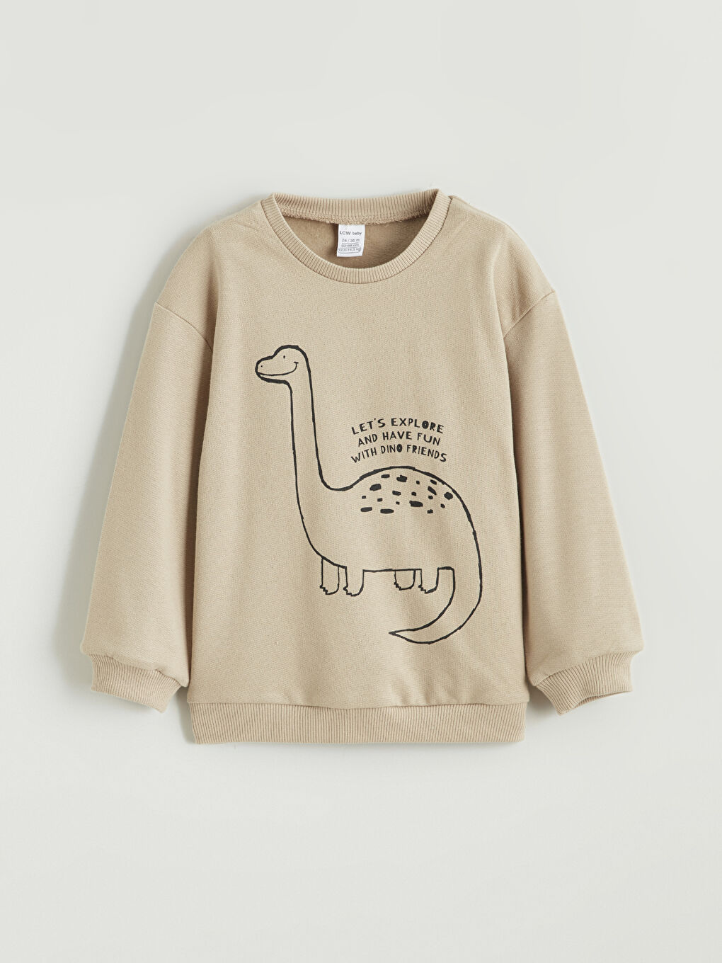 Bej Baskılı Erkek Bebek Sweatshirt ve Pantolon-1