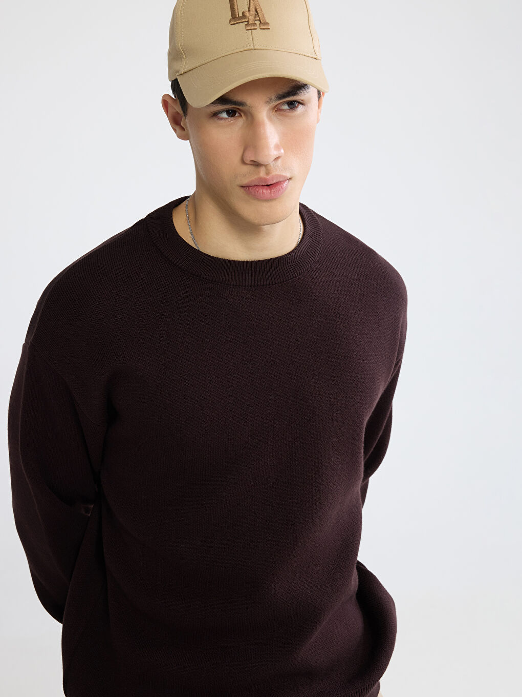 Crew Neck Long Sleeve Men's Tricot Sweater