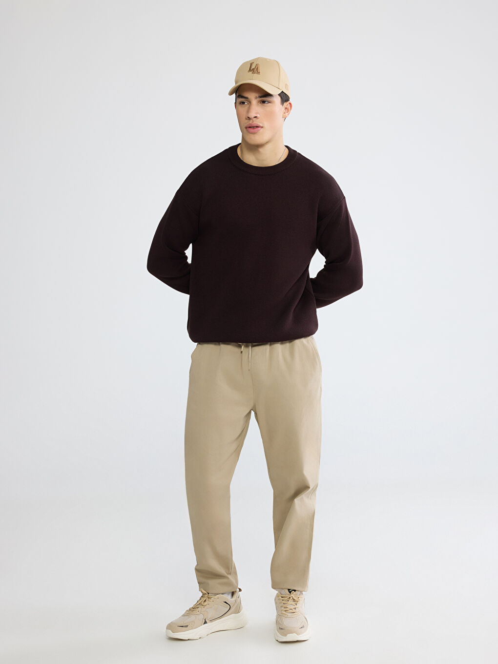 Crew Neck Long Sleeve Men's Tricot Sweater-1
