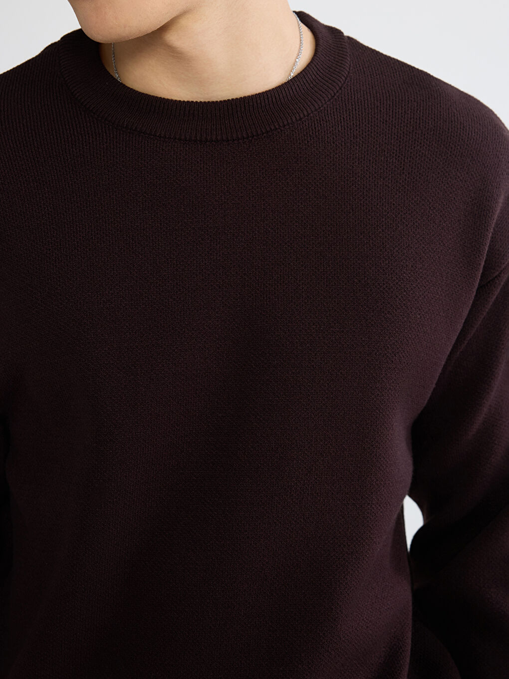 Crew Neck Long Sleeve Men's Tricot Sweater-2