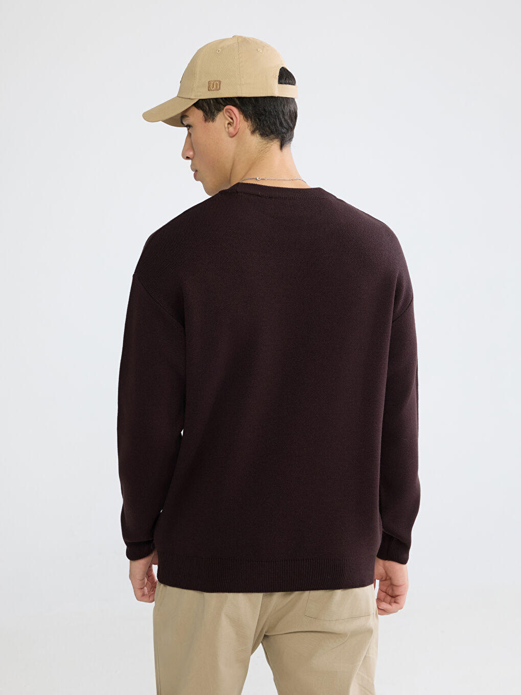 Crew Neck Long Sleeve Men's Tricot Sweater-3