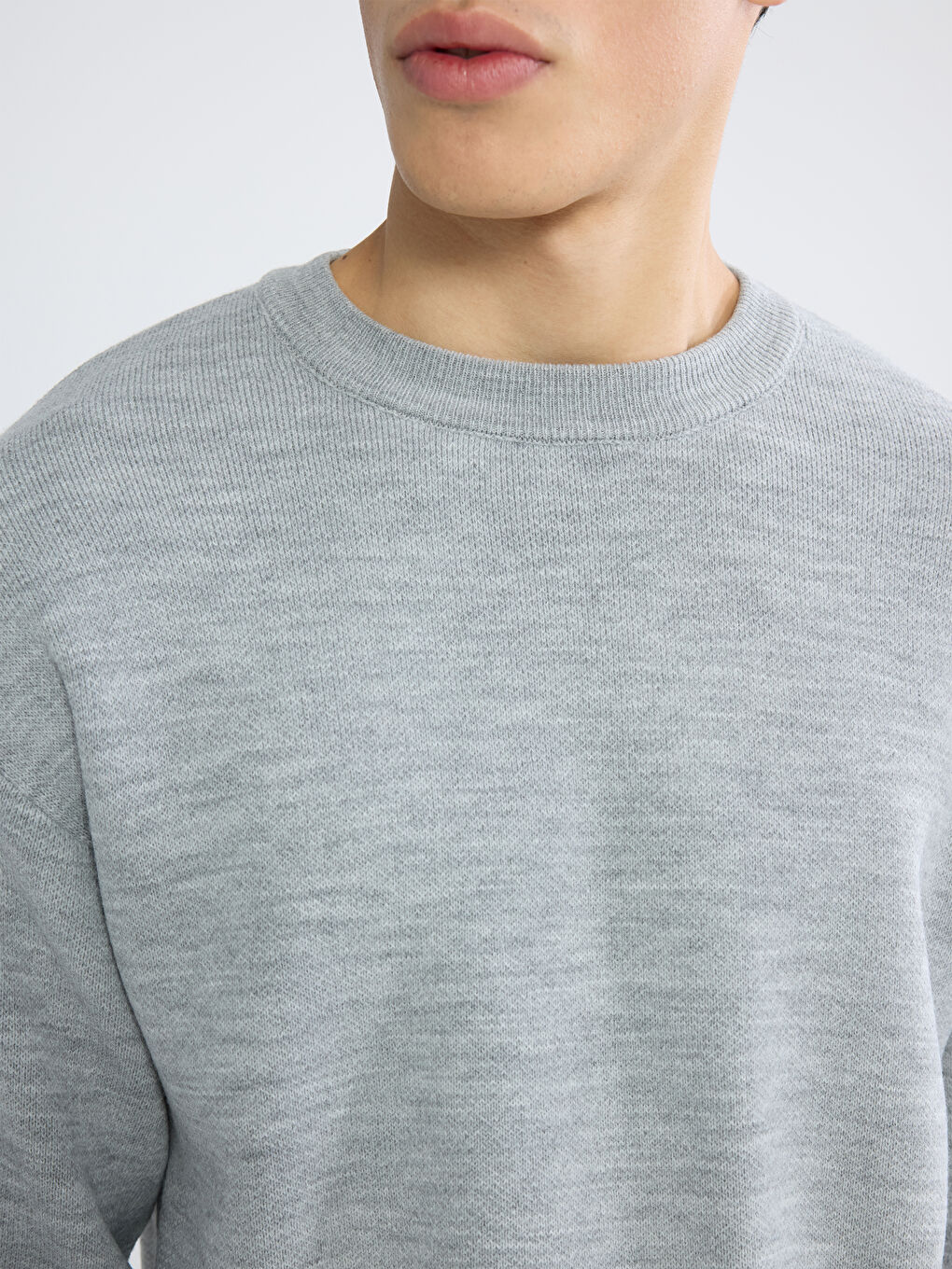 Gri Bisiklet Yaka Erkek Triko Kazak-2