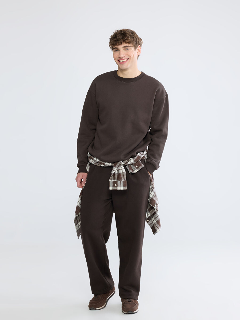 Kahverengi Rahat Kalıp Erkek Eşofman Altı