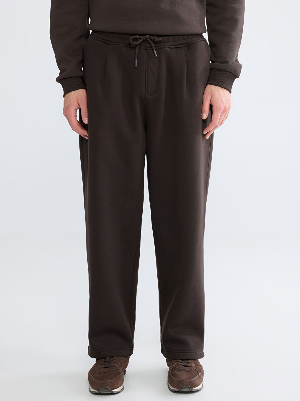 Kahverengi Rahat Kalıp Erkek Eşofman Altı-1