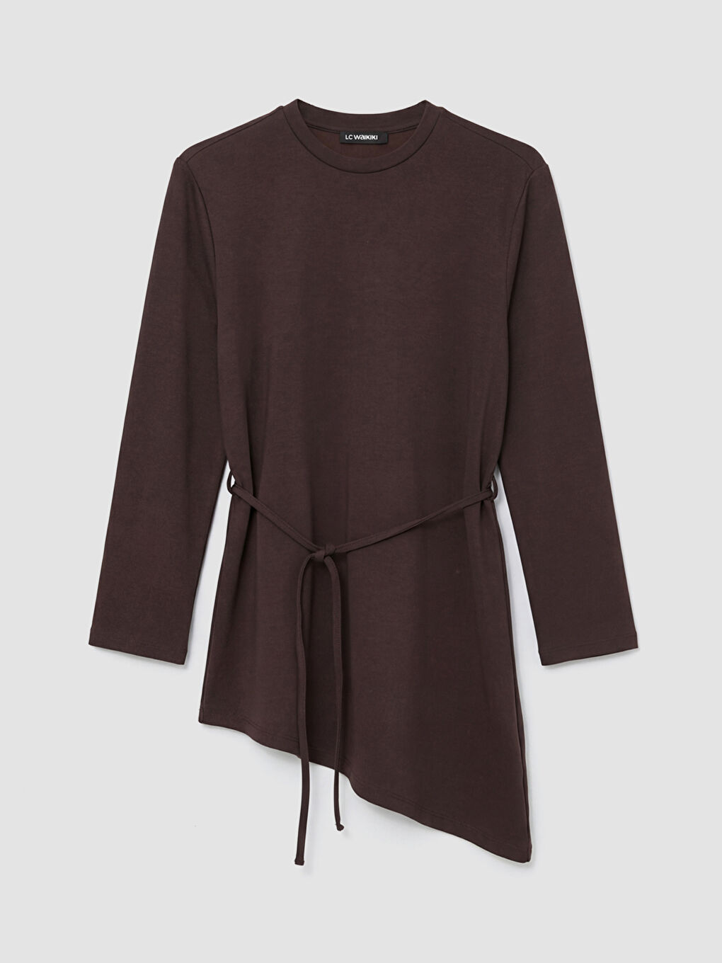 Kahverengi Bisiklet Yaka Kadın Sweatshirt Tunik