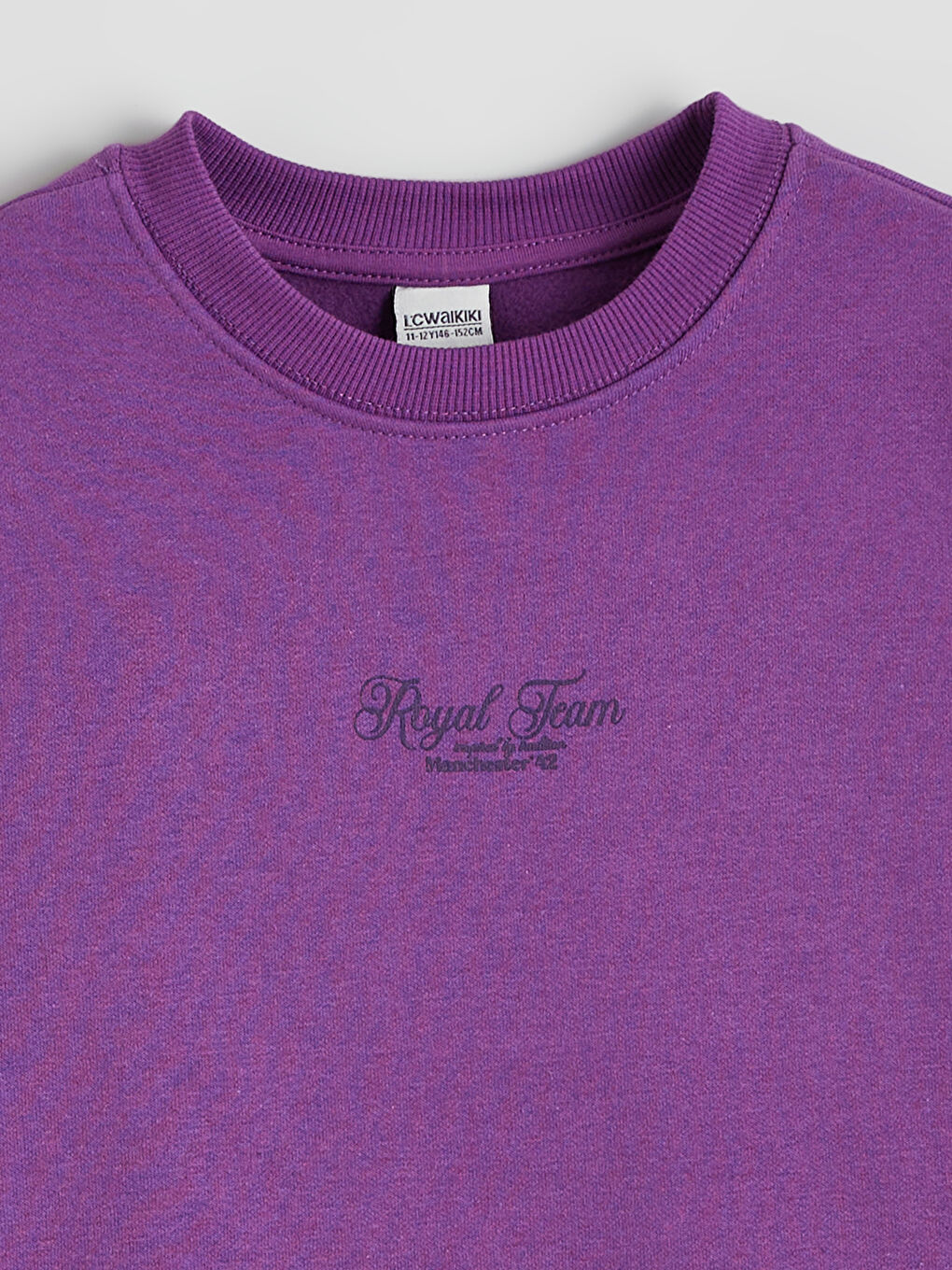 Mor Baskılı Kız Çocuk Kalın Sweatshirt-1