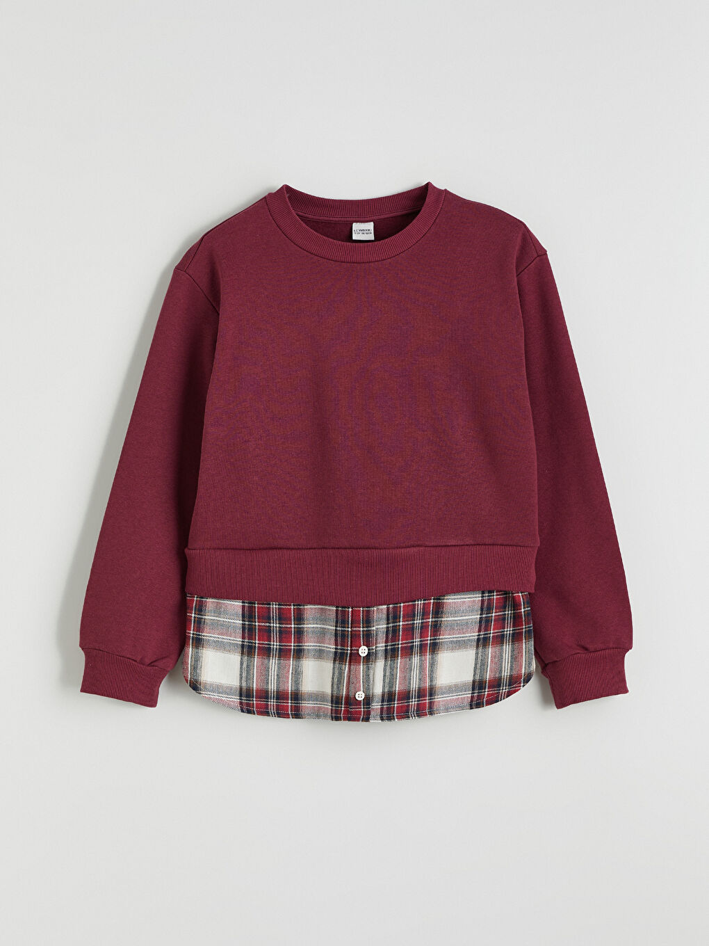 Mürdüm Bisiklet Yaka Kız Çocuk Kalın Sweatshirt