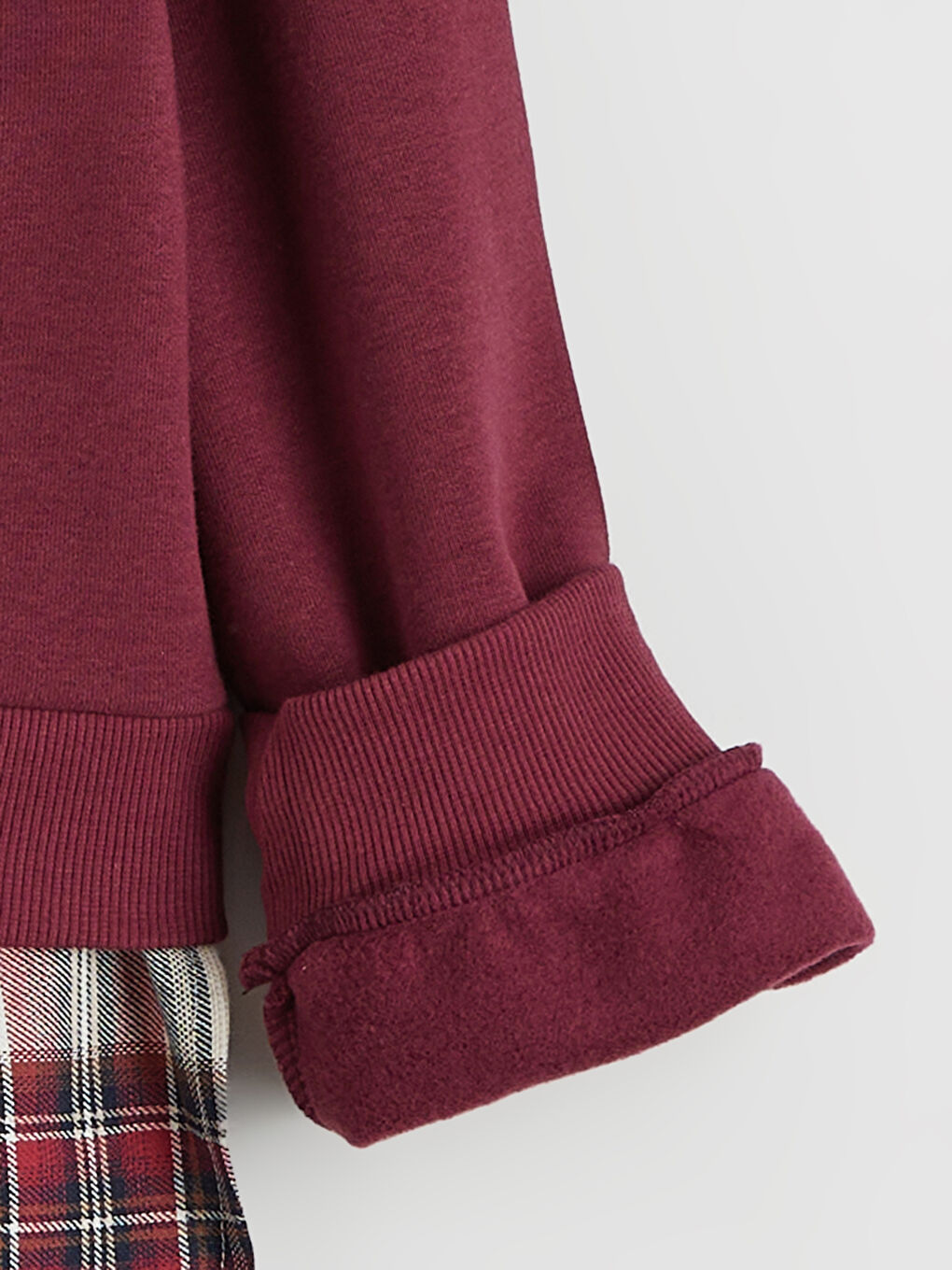 Mürdüm Bisiklet Yaka Kız Çocuk Kalın Sweatshirt-2