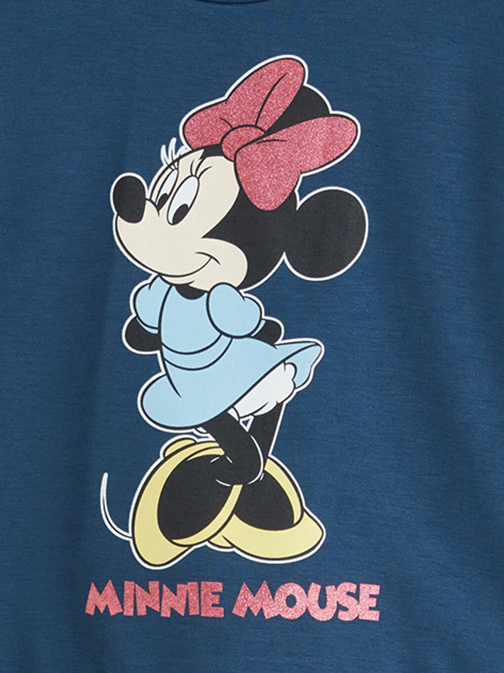 İndigo Bisiklet Yaka Minnie Mouse Baskılı Kız Çocuk Sweatshirt-1