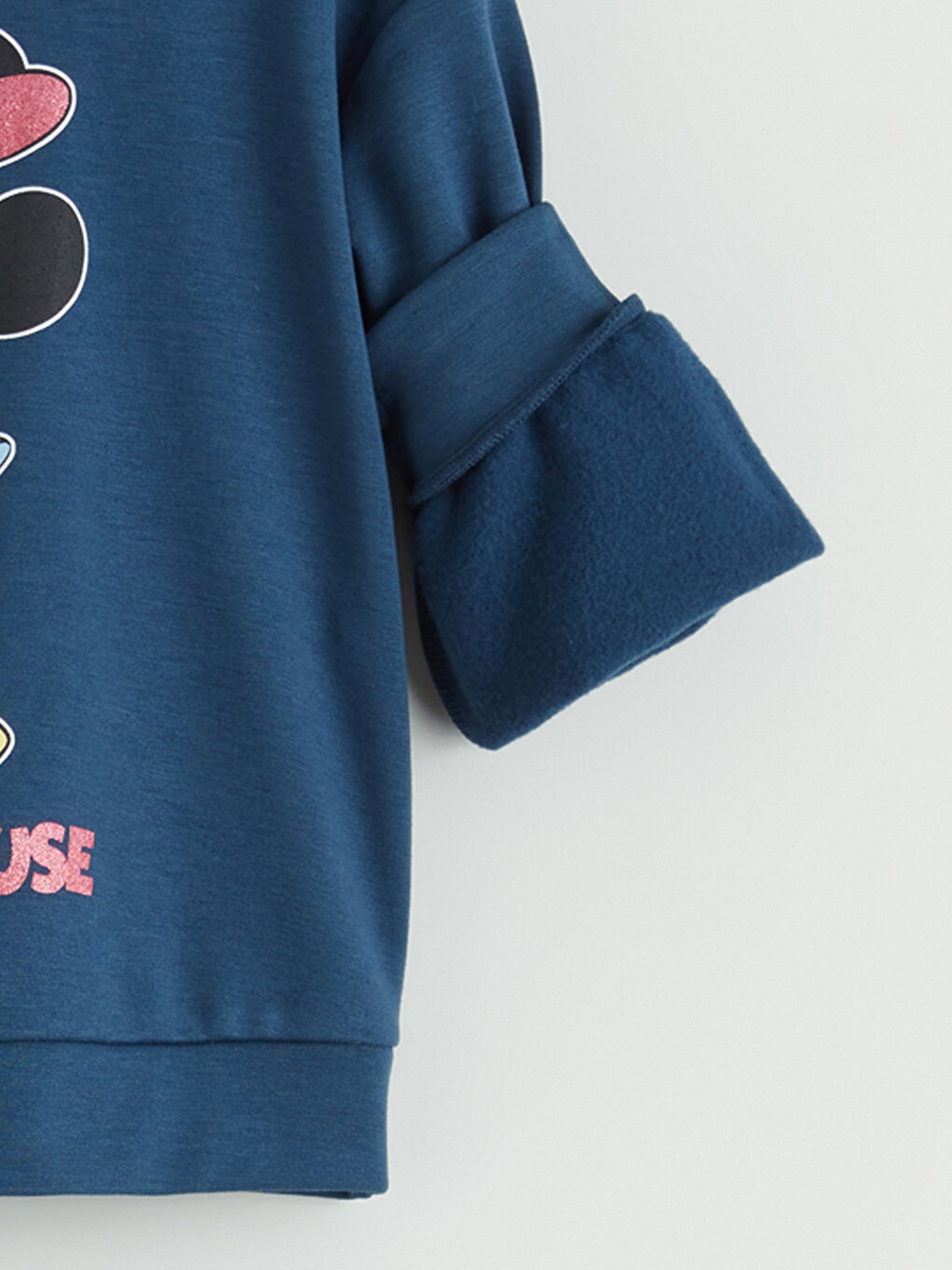 İndigo Bisiklet Yaka Minnie Mouse Baskılı Kız Çocuk Sweatshirt-2