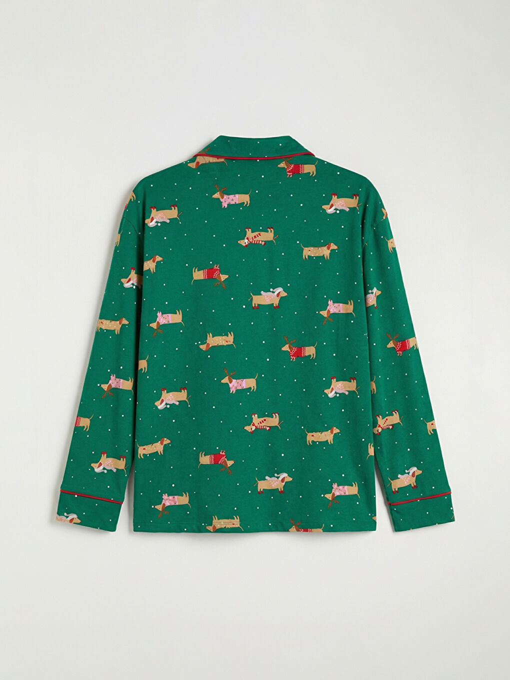 Yeşil Gömlek Yaka Yılbaşı Temalı Kadın Pijama Takım-2