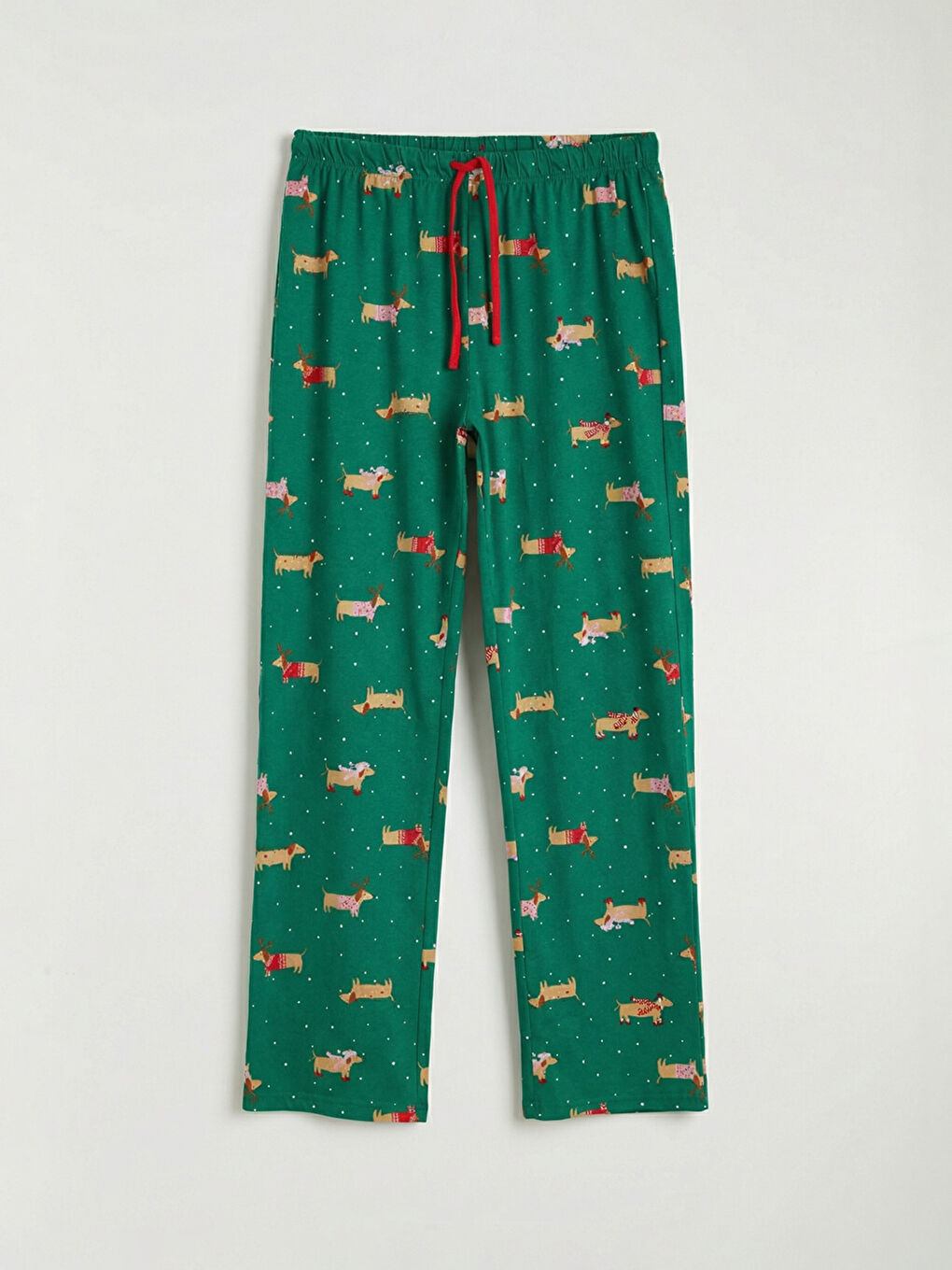 Yeşil Gömlek Yaka Yılbaşı Temalı Kadın Pijama Takım-3