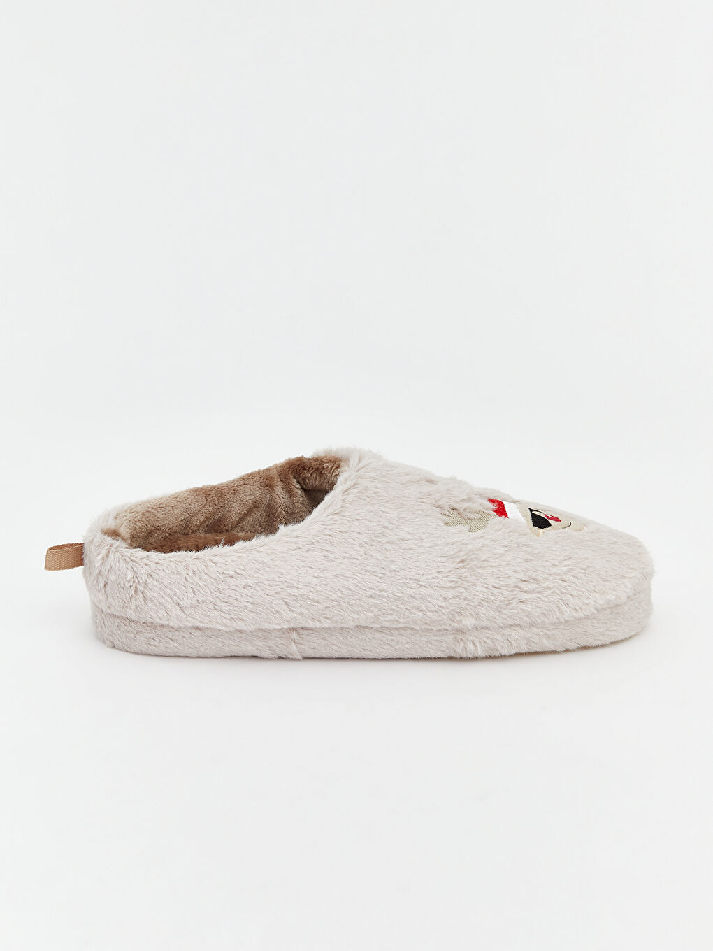 Bej Yılbaşı Temalı Pelüş Erkek Çocuk Ev Terliği-1