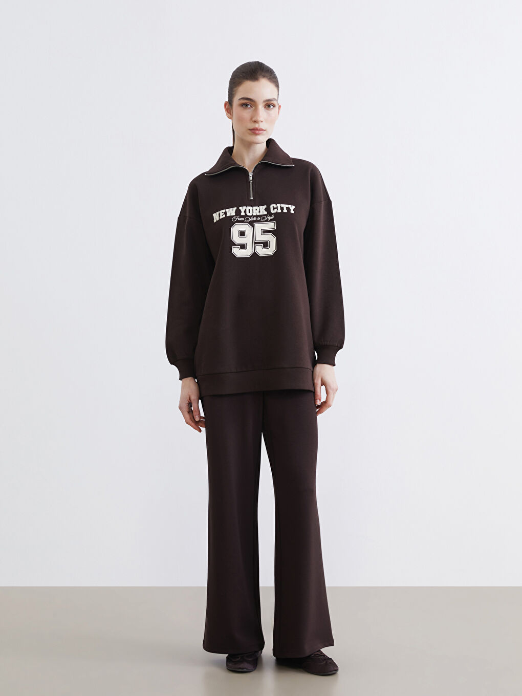 Woman BROWN Sweatshirt Tunic-1