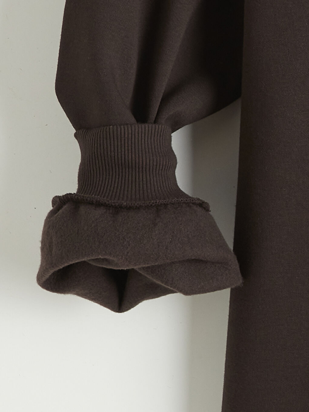 Kahverengi New York Baskılı Kadın Kalın Sweatshirt Tunik-2