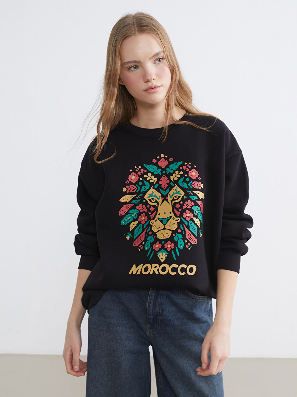 Sweat-shirt pour Femmes Surdimensionné à Imprimé Marocain