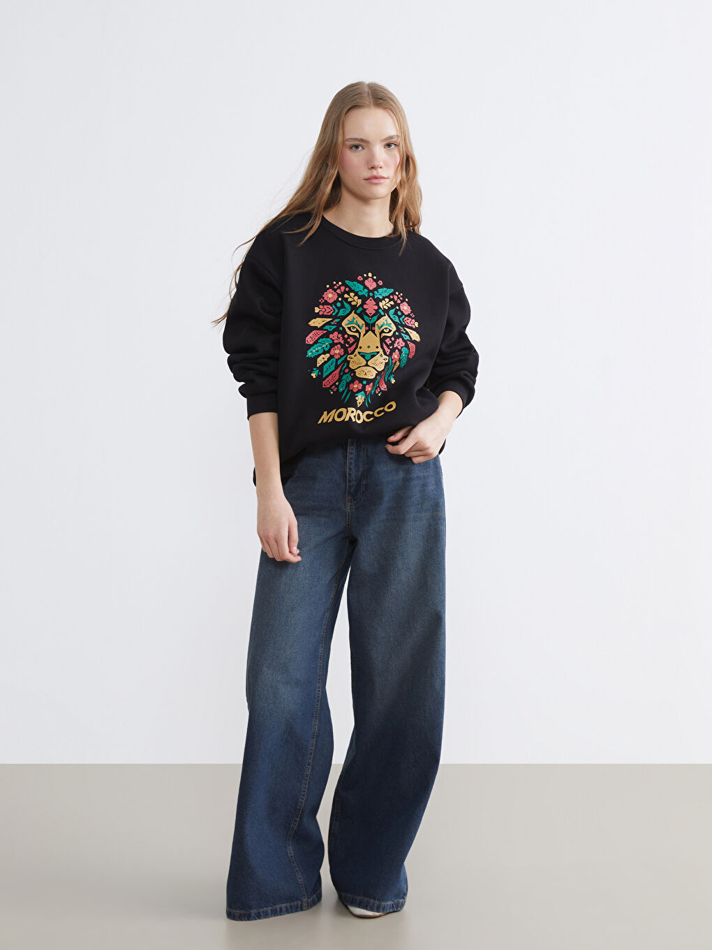 Sweat-shirt pour Femmes Surdimensionné à Imprimé Marocain-1