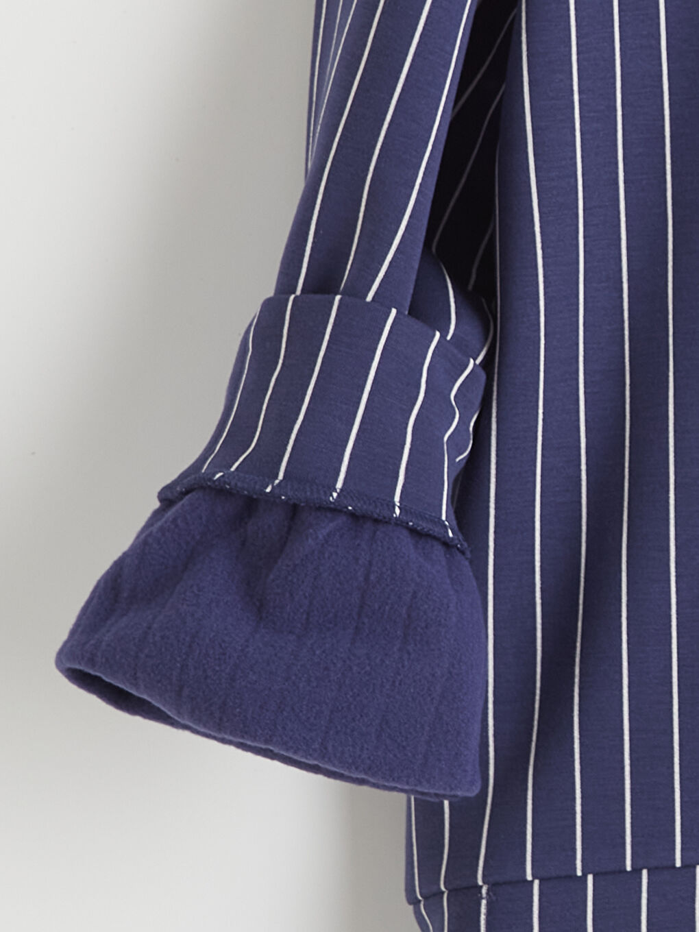 Lacivert Dik Yaka Çizgili Kız Çocuk Sweatshirt ve Pantolon-6