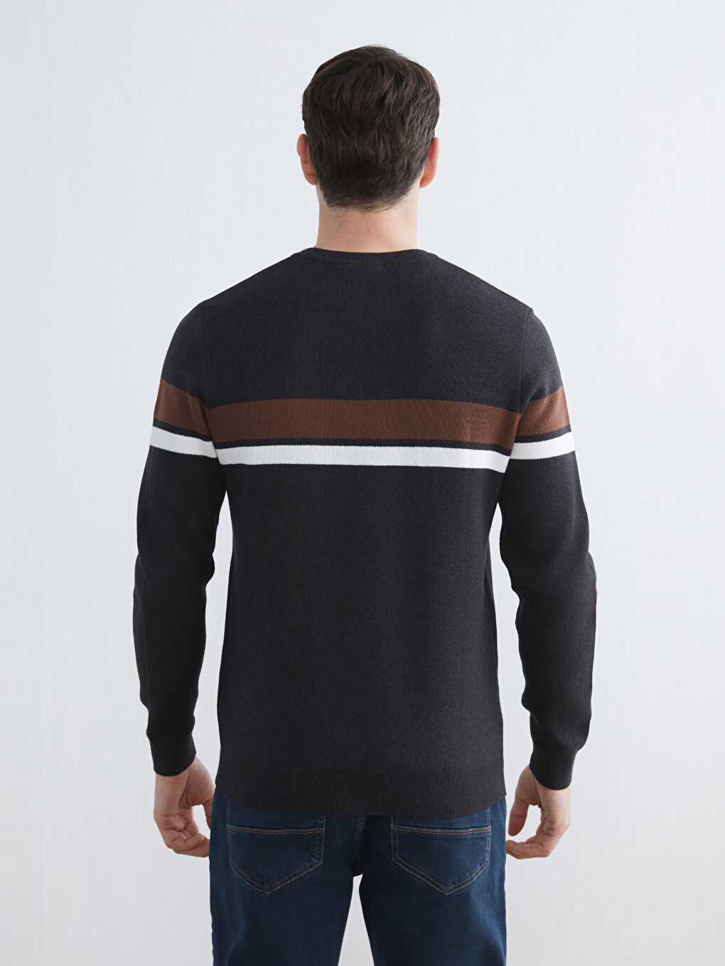 سترة تريكو مخططة رجال بكول مدور-3