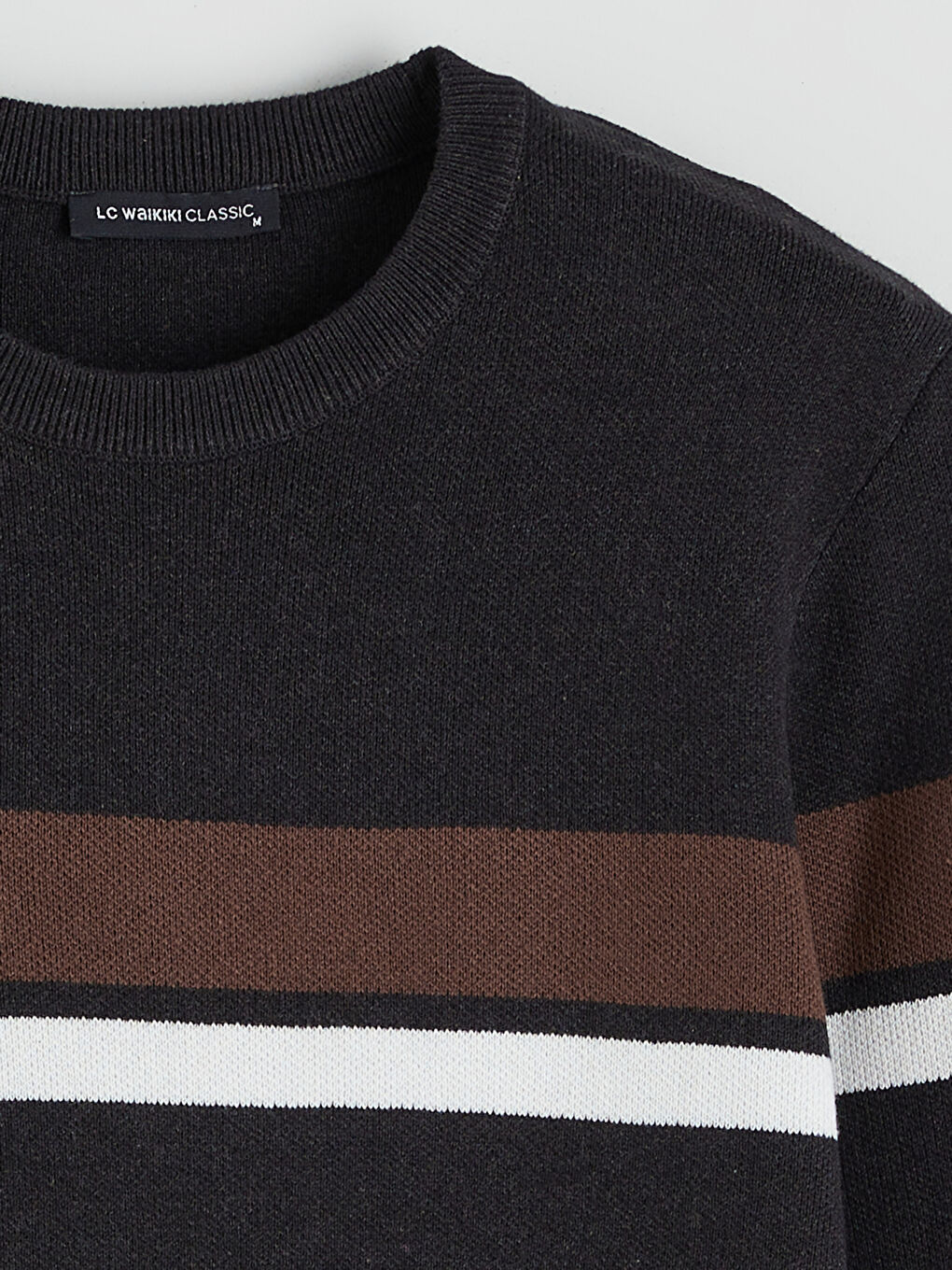 سترة تريكو مخططة رجال بكول مدور-5