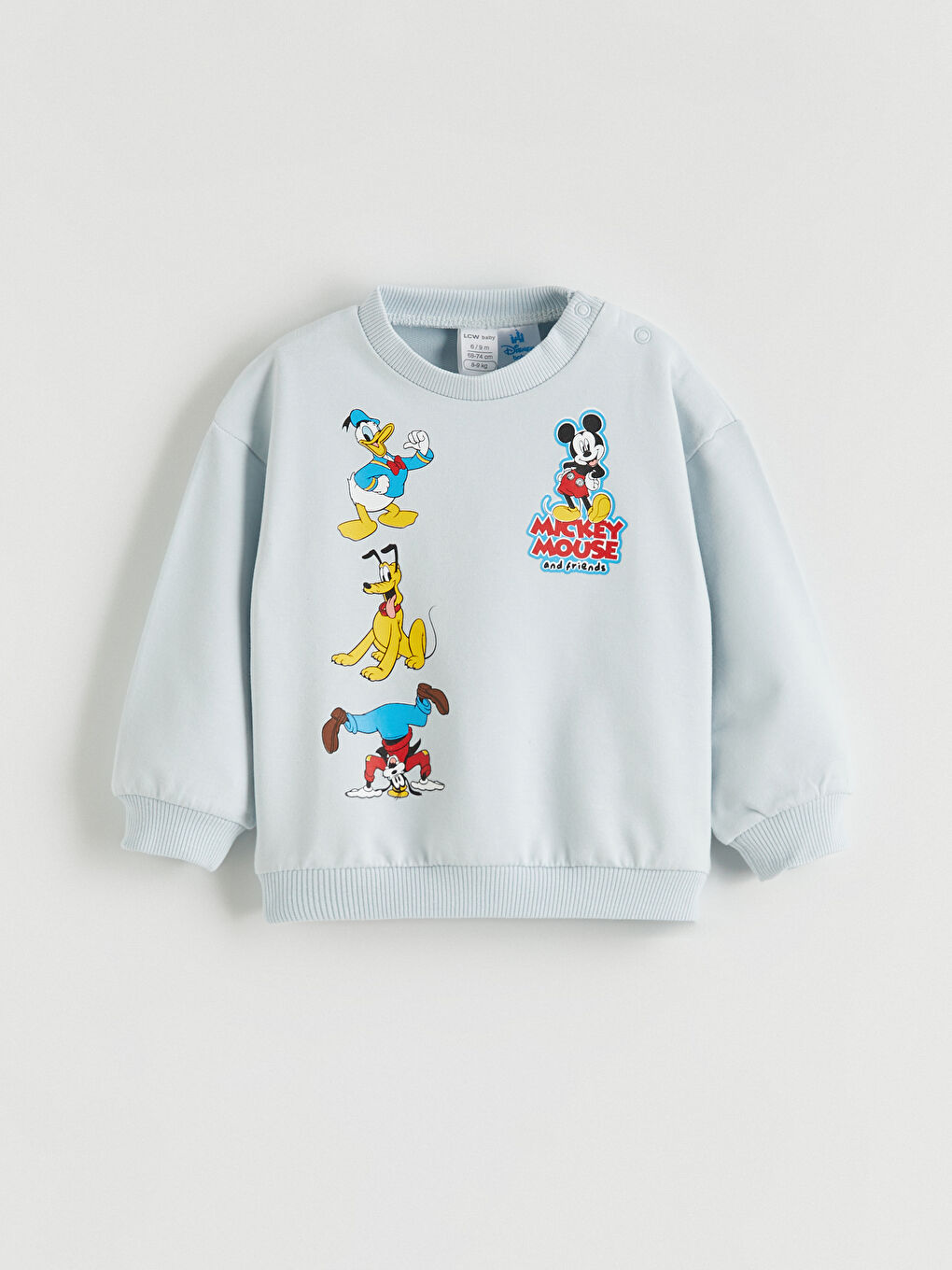 Mavi Bisiklet Yaka Uzun Kollu Mickey Mouse Baskılı Erkek Bebek Sweatshirt ve Eşofman Altı-1