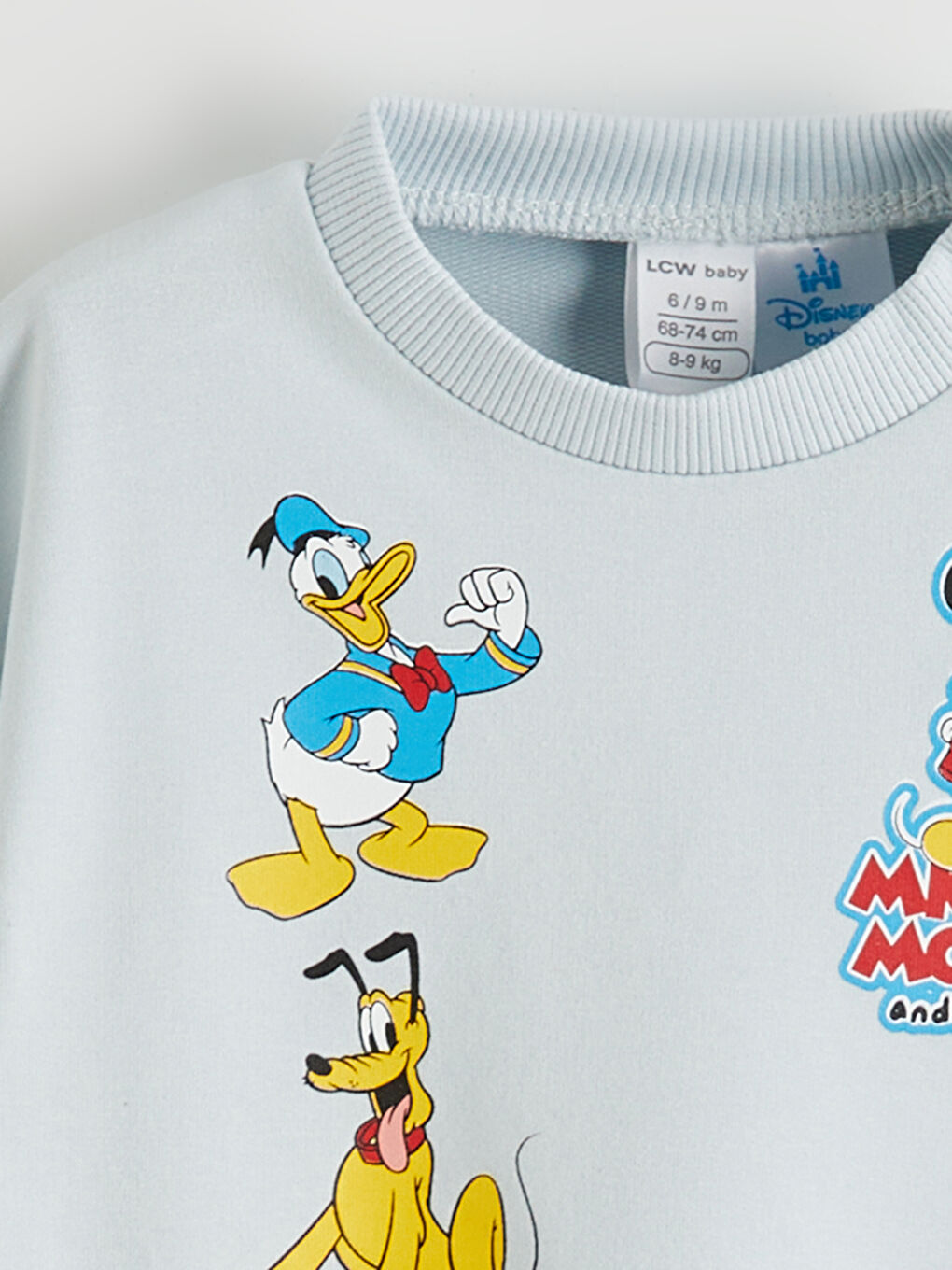 Mavi Bisiklet Yaka Uzun Kollu Mickey Mouse Baskılı Erkek Bebek Sweatshirt ve Eşofman Altı-2