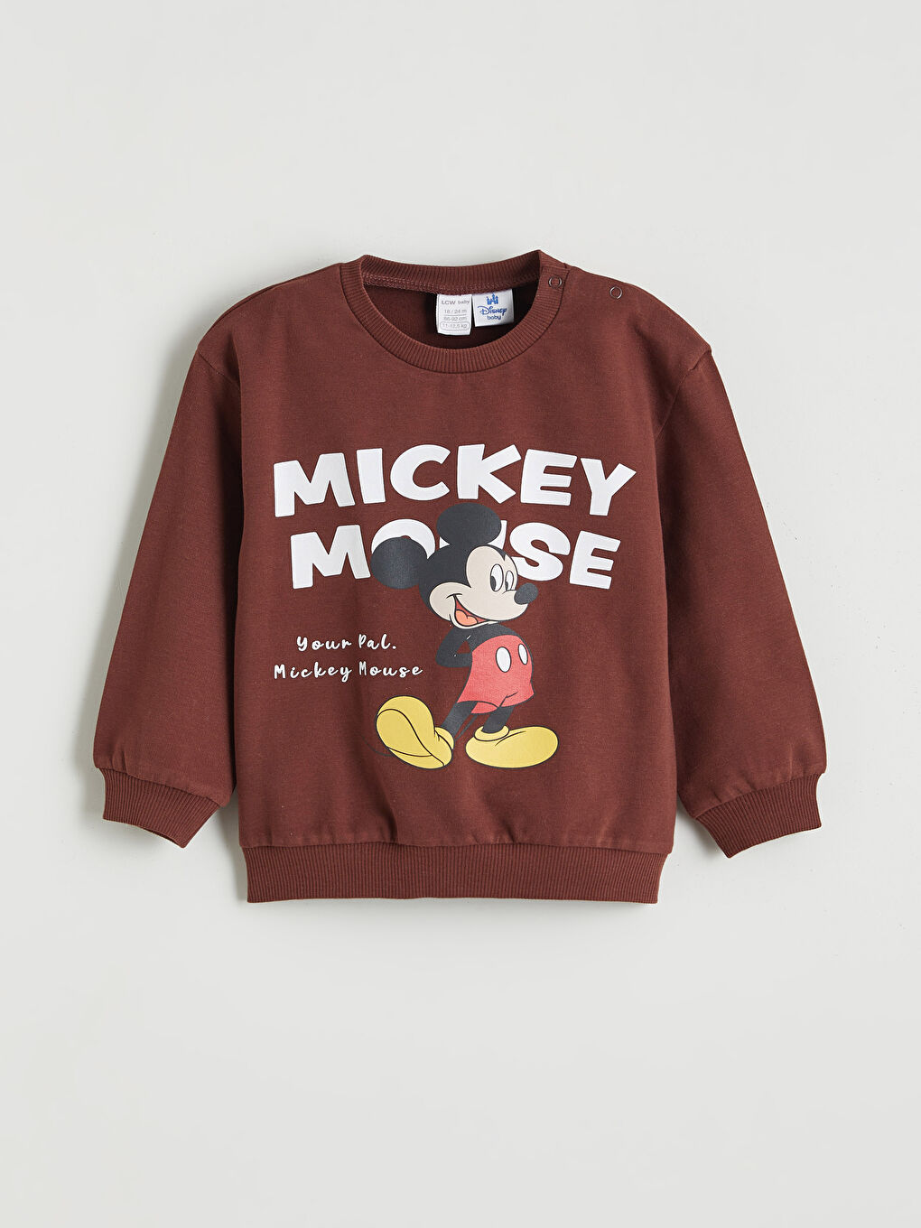 Kahverengi Mickey Mouse Baskılı Erkek Bebek Sweatshirt ve Eşofman Altı-1