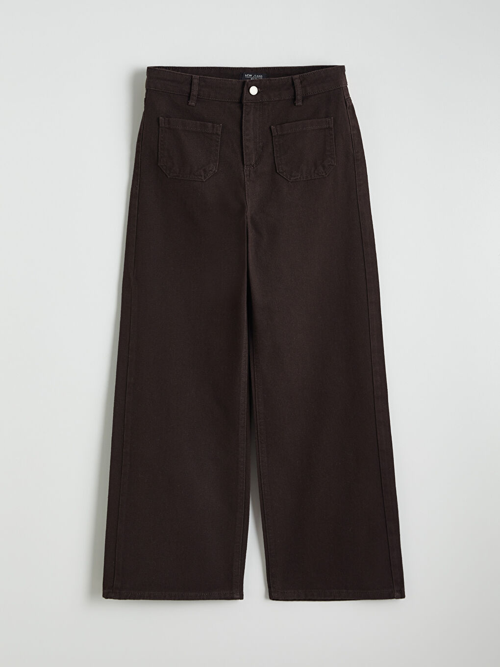 Kahverengi Wideleg Kadın Jean Pantolon-4