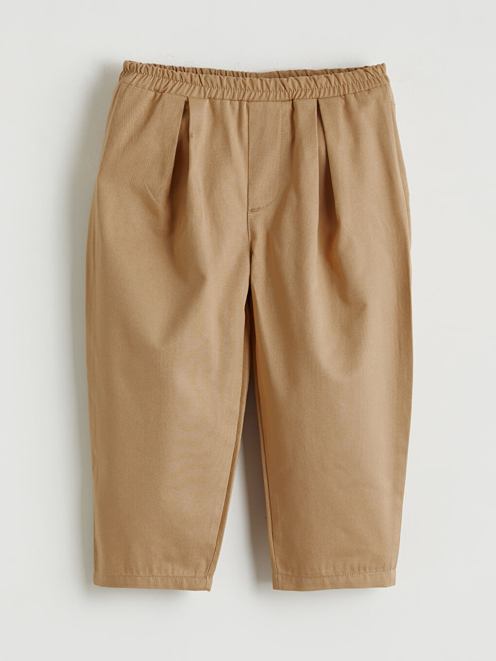 Bej Beli Lastikli Pileli Erkek Bebek Pantolon