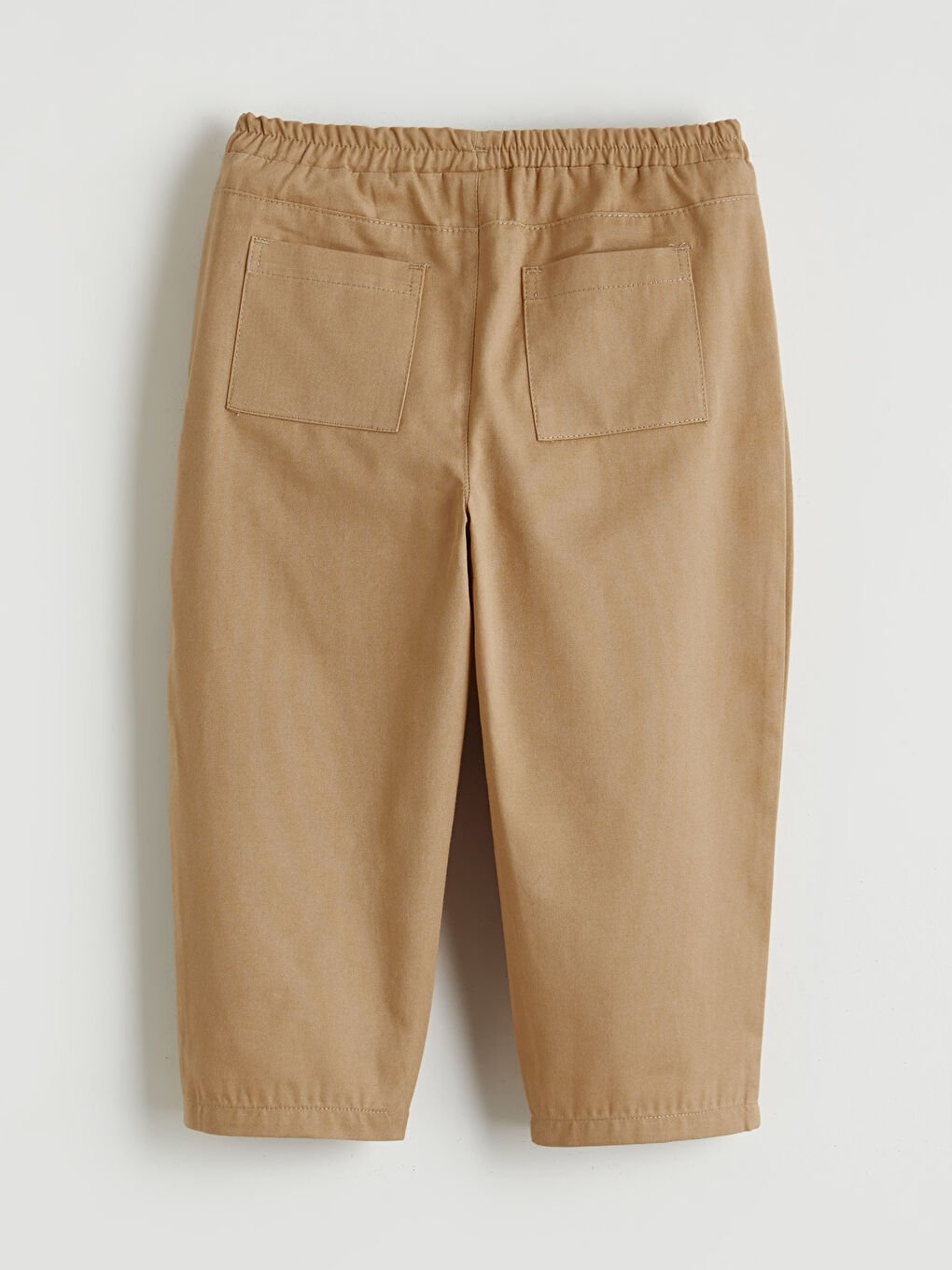 Bej Beli Lastikli Pileli Erkek Bebek Pantolon-1